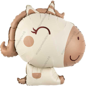 Гелиевый шар , Милый единорог, Бежевый, Сатин, 79 см.