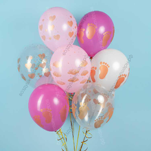 Шары гелиевые на выписку Новорожденной (сердца и облака), Розовые и прозрачные, 30 см.