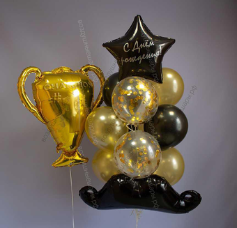 Фонтан из шаров, с усами,  для мужчины на День рождение