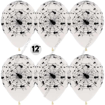 Воздушный Шар с гелием  Пауки, Прозрачный , кристалл, 5 ст, 30 см.
