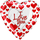 Воздушный шар (18''/46 см) Сердце, Я люблю тебя (простые красные сердечки), Белый, 1 шт.