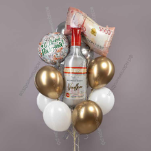 Фонтан шаров настоящему мужчине с бутылкой Водки