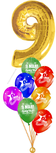 Фонтан из гелиевых шаров "9 мая" с цифрой как на фото