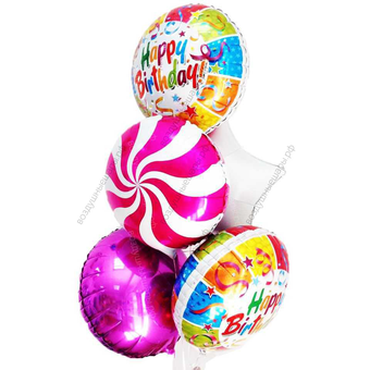 Букет из фольгированных шаров "Happy Birthday" 