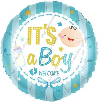 Шар-круг У нас Мальчик! - It's a Boy!, Голубой, 46 см