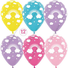Шар с гелием  Радуга в облачках, Ассорти, пастель, 5 ст, 30 см.