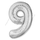 Шар (40''/102 см) Цифра, 9 Slim, Серебро, 1 шт.