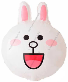 Шар с гелием  Фигура, Голова Зайца, Белый, 46 см.