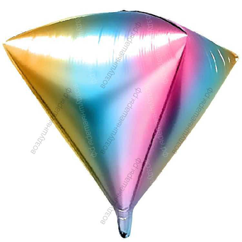 Шар с гелием 3D  Алмаз, Нежная радуга, Градиент, 104 см.