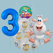 Сет из шариков Буба домовенок с цифрой, Белые