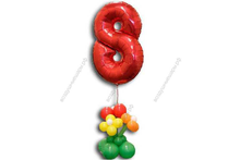 Фонтан из шаров "Весенний праздник" с красной цифрой