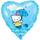 Сердце, Котенок с зонтиком, Голубой, 18", 46 см.