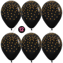 Шар с гелием  Золотое конфетти, Черный (580), металлик, 5 ст, 30 см.