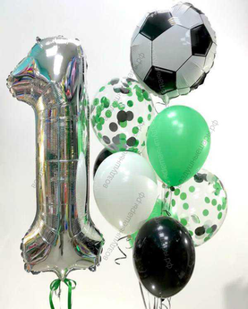 Букет из шаров с цифрой для мальчика "Футболисту годик!"