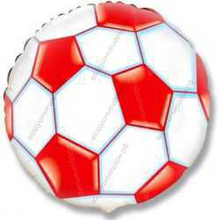 Шар с гелием  Круг, Футбольный мяч, Красный, 46 см.