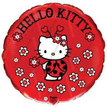 Шар с гелием  Круг, Котенок божья коровка, Красный, 46 см.