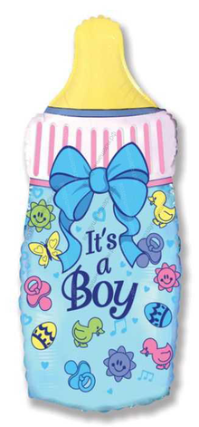 Шар с гелием  Фигура, Бутылочка для мальчика, Голубой, 79 см.