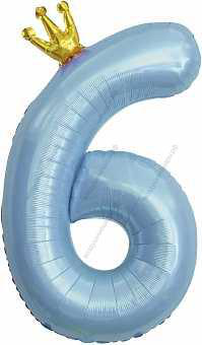 Шары-цифры Голубые с короной  с гелием, 90см