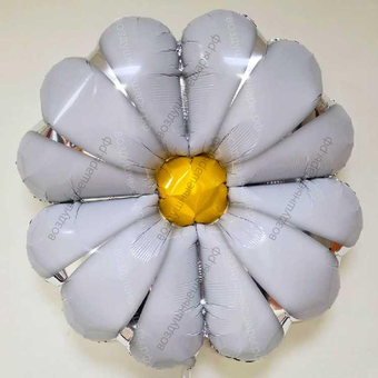 Шар с гелием Ромашка, Белый, 89 см.