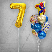 Букет шаров на День Рождения мальчику "Человек Паук желтый"