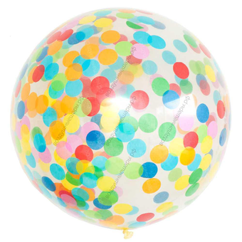 Большой шар 60 см с гелием с разноцветным конфетти на ленте