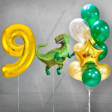 Композиция шаров на 9 лет ребенку "Сет с динозавром"