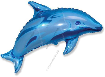 Шар с гелием  Фигура, Дельфин фигурный, Синий, 94 см.