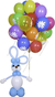 Фигурка Зайца с букетом из 20 гелиевых шаров Голубой+разноцветные