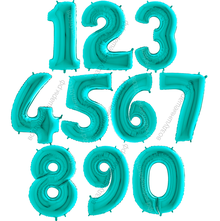 Шары цифры ТИФФАНИ, бирюзовые с гелием