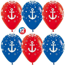 Шар с гелием  Морской, Красный (015) / Синий (041), пастель, 5 ст, 30 см.