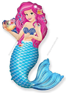 Шар с гелием  Фигура, Русалочка с ракушкой, 102 см.