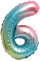 Мини-цифра, 6, Нежная радуга, Градиент, 16", 41 см.