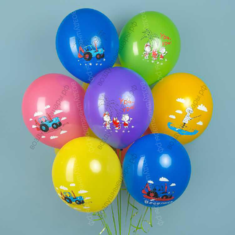 Шар с гелием Синий трактор, Ассорти, пастель, 1 ст, 30 см.