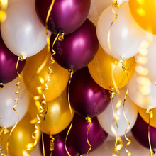 Шары под потолок белые, золотые и бургунди