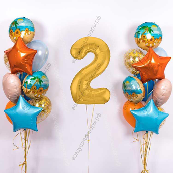 Композиция из гелиевых шаров с капибарами на 2 года