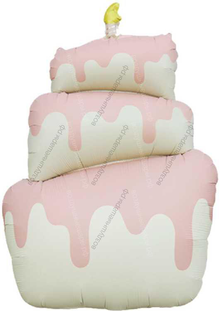 Воздушная фигура Торт, розовая, 94 см.