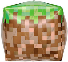 Шар куб зеленый пиксельный из Майнкрафт, Minecraft с гелием, 56 см.