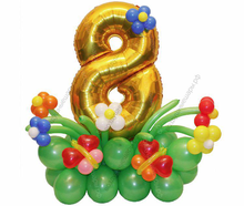 Композиция из шаров "Цветочная поляна" с одной цифрой