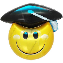 Шар с гелием  Фигура, Смайл на выпускной, Желтый, 79 см.