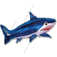 Шар с гелием  Фигура, Страшная акула, Синий, 107 см.