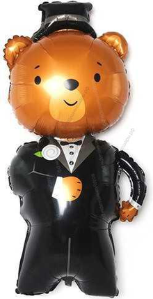 Шар с гелием  Фигура, Медвежонок Жених, 114 см.