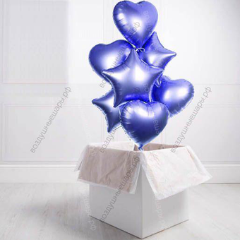 Коробка-сюрприз с шарами-звездами и сердцами, 7 шт