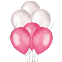 Бело Малиновые шары с гелием металлик, 30 см.