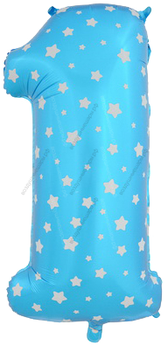 Шары цифры СИНИЕ СО ЗВЕЗДОЧКАМИ с гелием