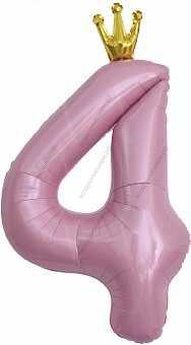 Шары-цифры Розовые с коронами гелиевые, 90см