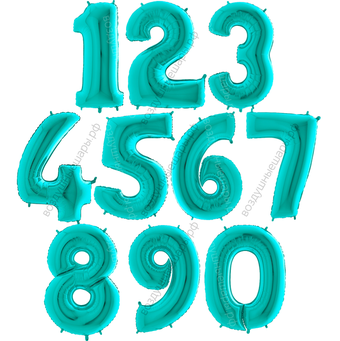 Шары цифры ТИФФАНИ, бирюзовые с гелием