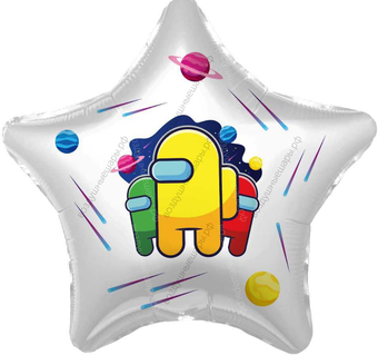 Шар звезда с гелием Космонавтики, Амонг Ас,  48 см 