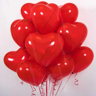 Букет из 15  больших красных сердец  с гелием