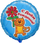 Воздушный шар (18''/46 см) Круг, С Днем рождения (кот с цветком), Голубой, 1 шт.