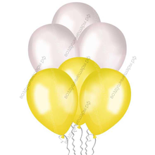 Бело Желтые шары с гелием металлик, 30 см.